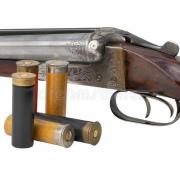 Two trigger old shotgun isolated cartridges hunting vintage rifle white background 32468503